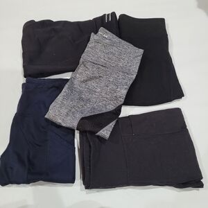 5 Athletic Leggings Bundle: Black, Navy, Gray